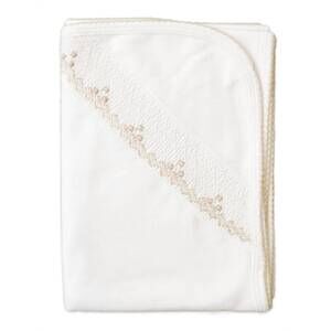NEW BABY THREADS smocking blanket in white